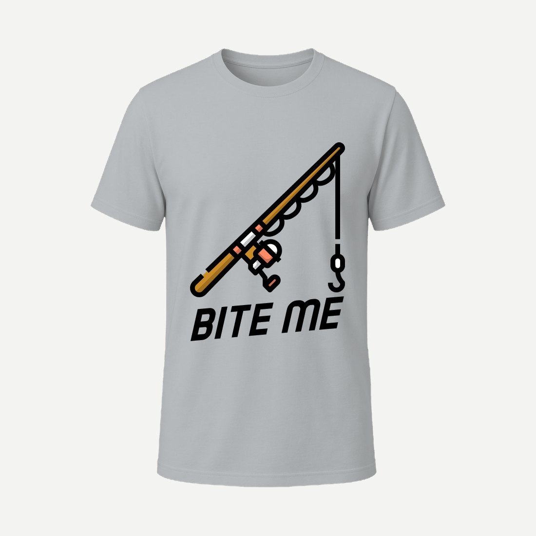 T Shirt Design Template Featuring a Fishing Rod Charcoal