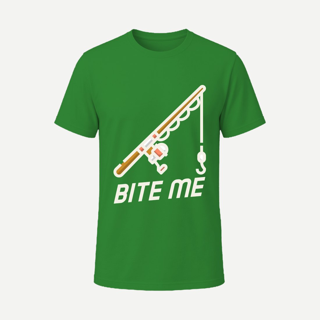 T Shirt Design Template Featuring a Fishing Rod Green