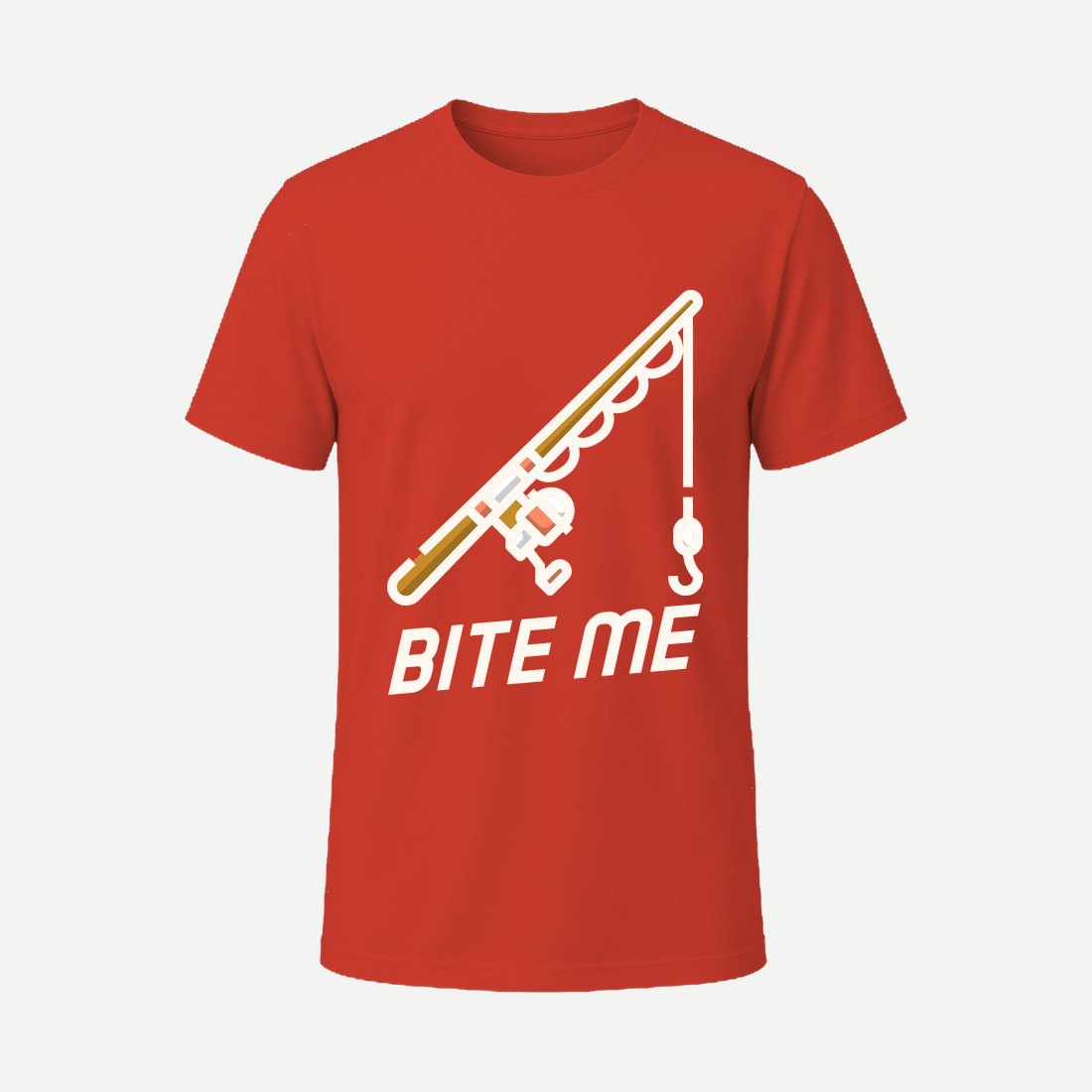 T Shirt Design Template Featuring a Fishing Rod Red
