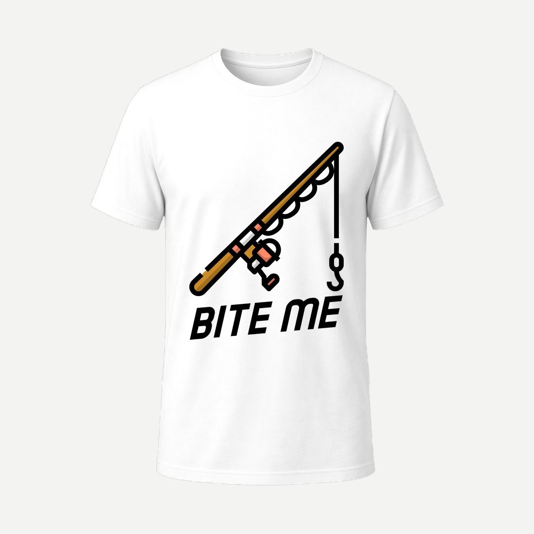 T Shirt Design Template Featuring a Fishing Rod White