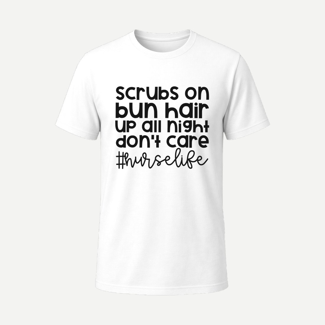 Scrubs on Bun Hair Nurse Life White
