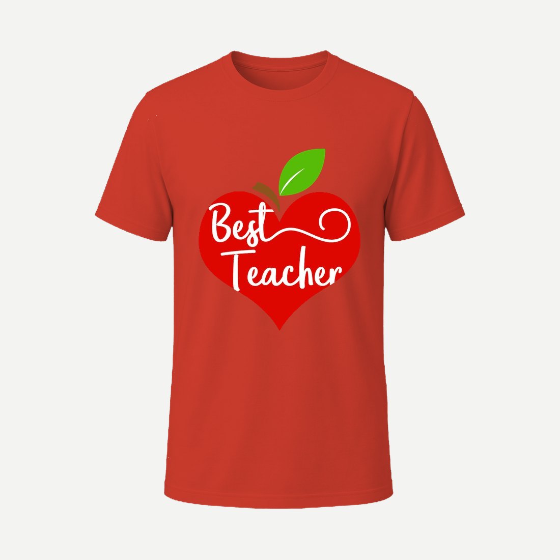 Apple Heart Best Teacher Red