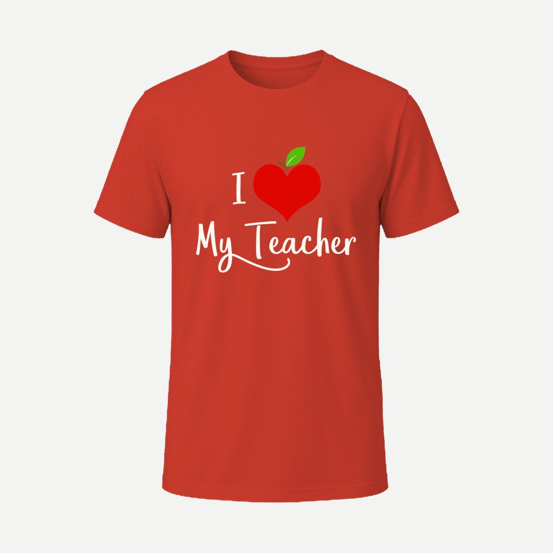 Apple Heart I Love My Teacher Red