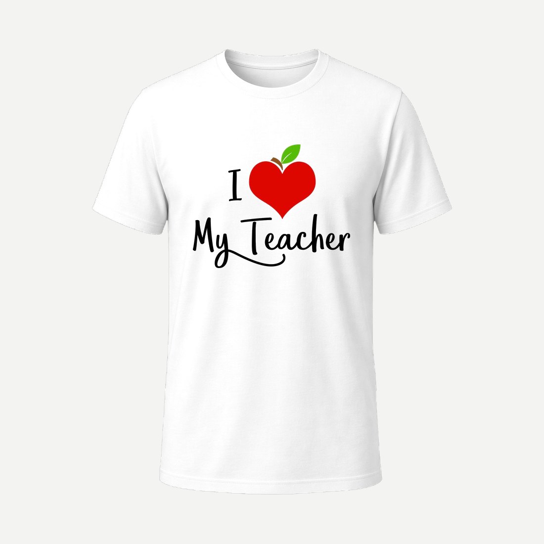 Apple Heart I Love My Teacher White